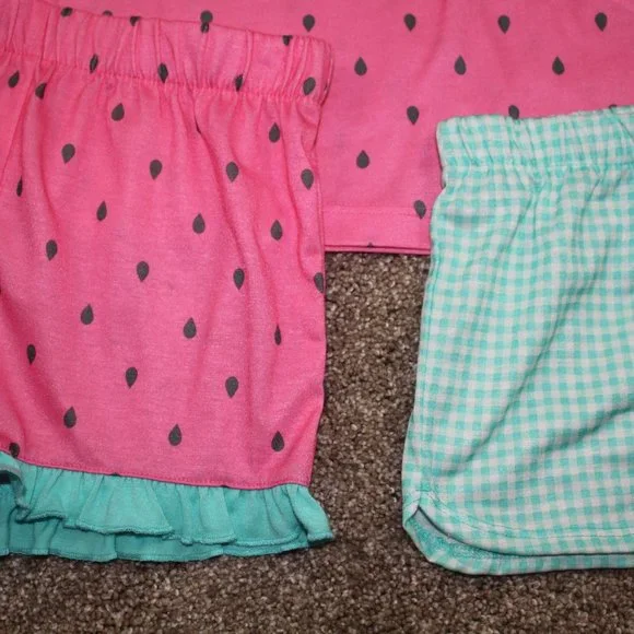 Carter's Watermelon Pajamas 3-Piece Set Shorts Spring Summer Girls Size 6 NWT - Picture 3 of 3